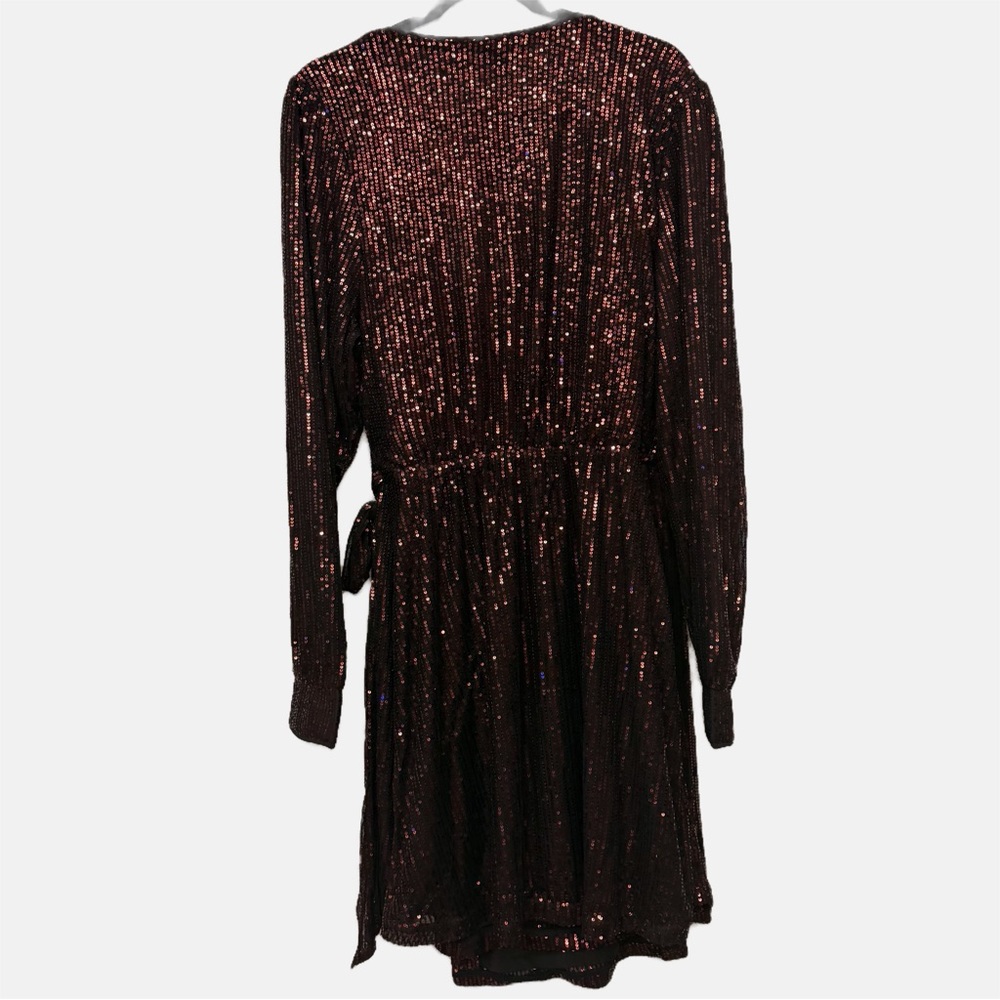 City Chic Party Glow Wrap Dress Women's 18 Sequined Wrap Lined Party Formal Mini - Picture 11 of 12